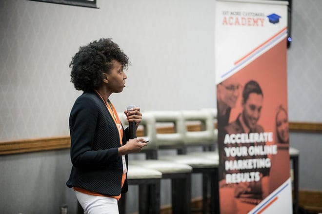 get more customers academy shadrena simon speaking at event